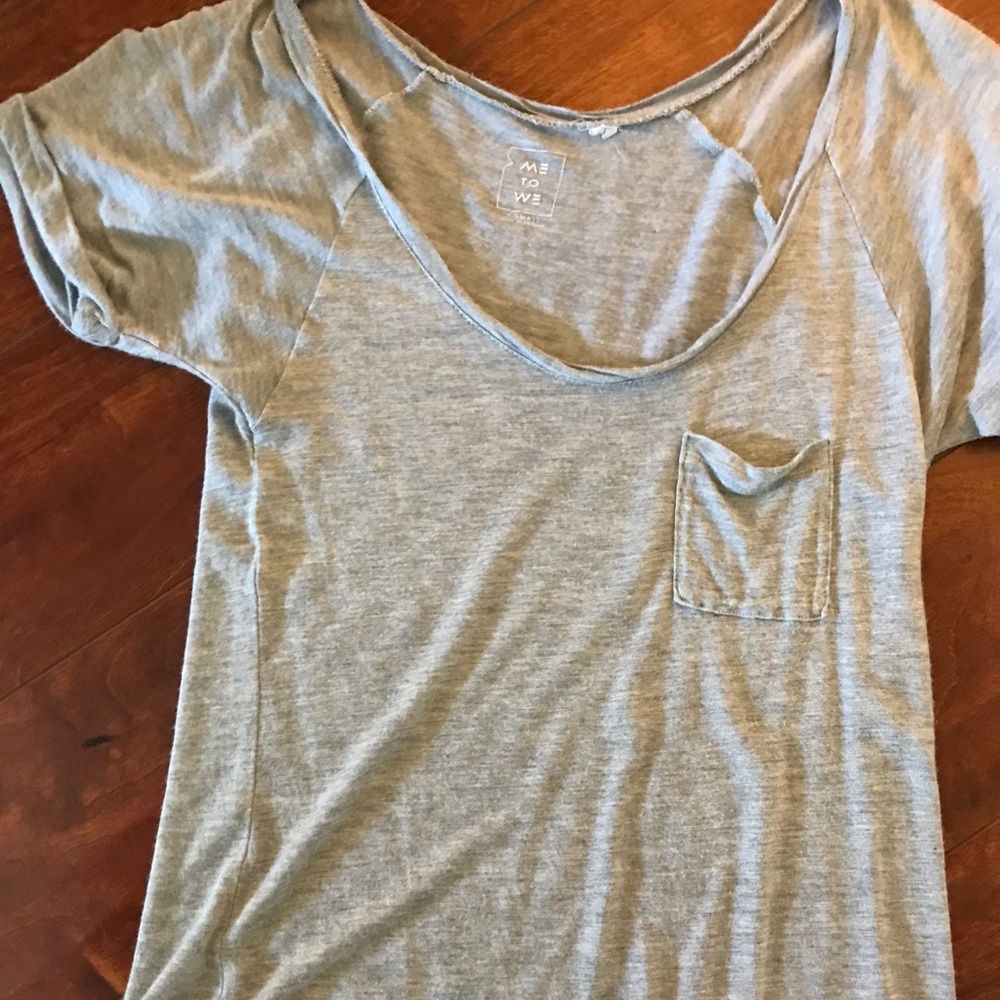 Grey Scoop neck T-shirt